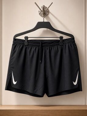 Nike Men  Black Athletic Shorts with White Swoosh size XL
